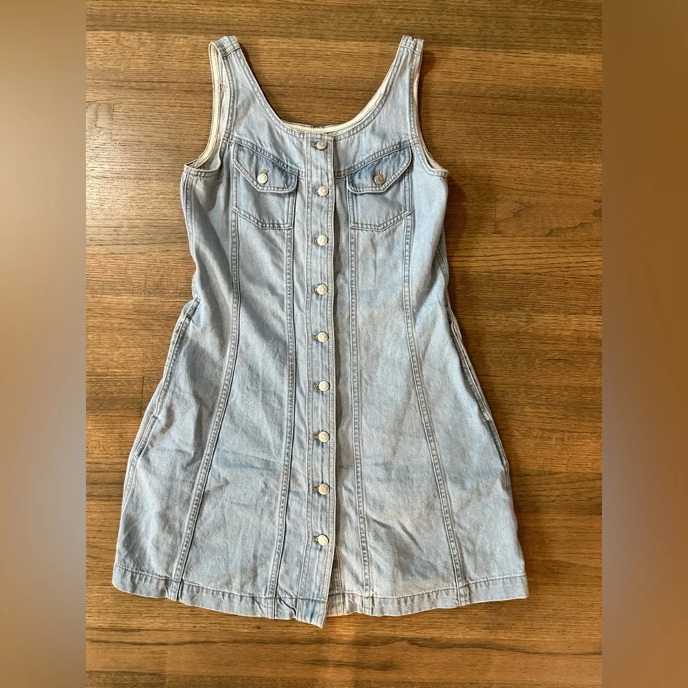 Madewell Denim Sleeveless Seamed Mini Dress-Light Wash-Size 4 - Picture 5 of 13